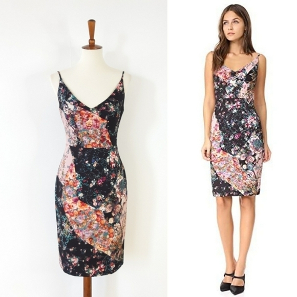 FINAL ⬇️ Black Halo | Anthro Canna Patchwork Dress in Black - Picture 1 of 6